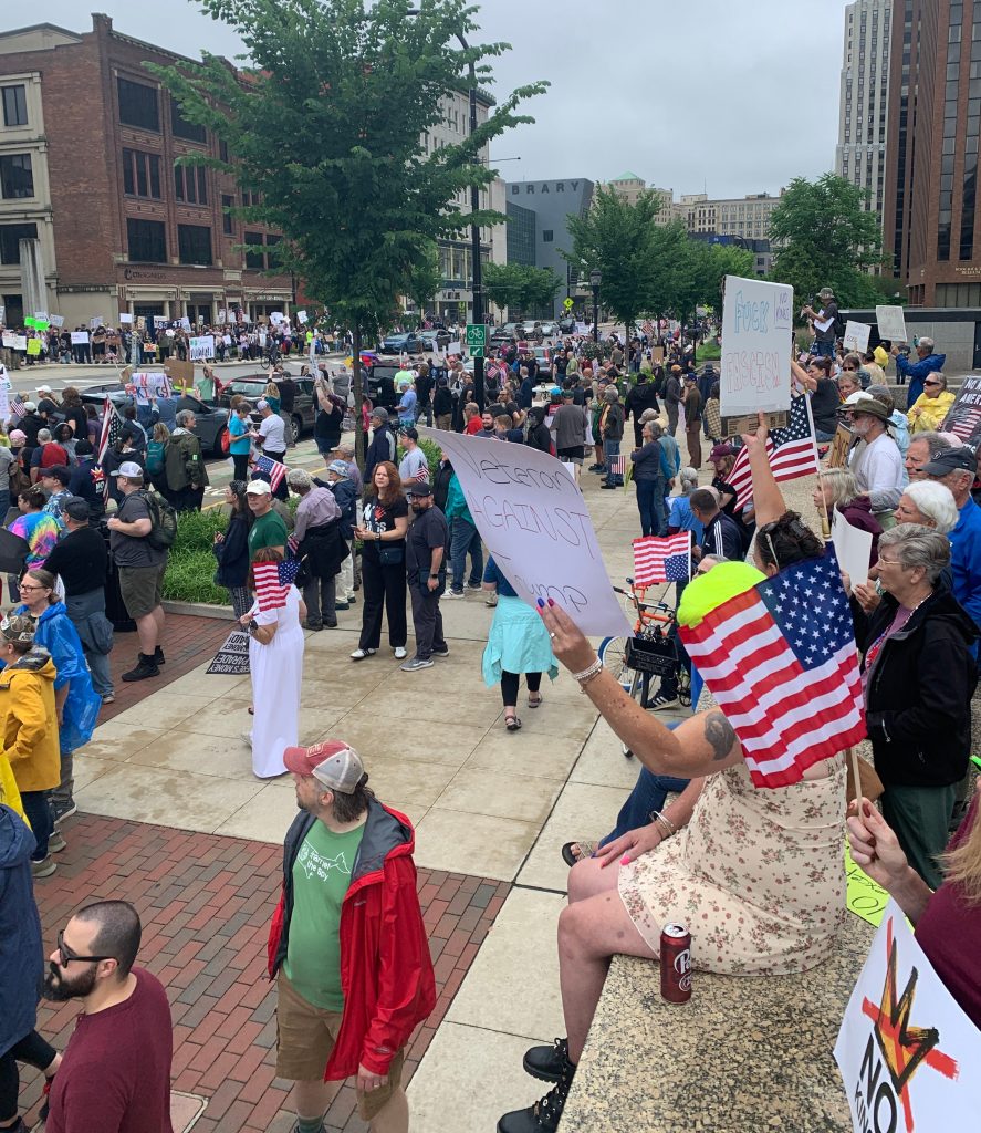 Indivisible Akron at the No Kings protest in Akron Ohio.