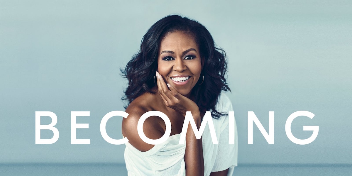 Michelle Obama book cover with becoming in all caps