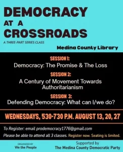 Democracy at a crossroads flier for 2025